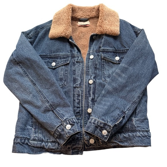 Anthropologie Jackets & Blazers - Pilcro Anthropologie Sherpa Lined Denim Trucker Jacket Blue Womens Small